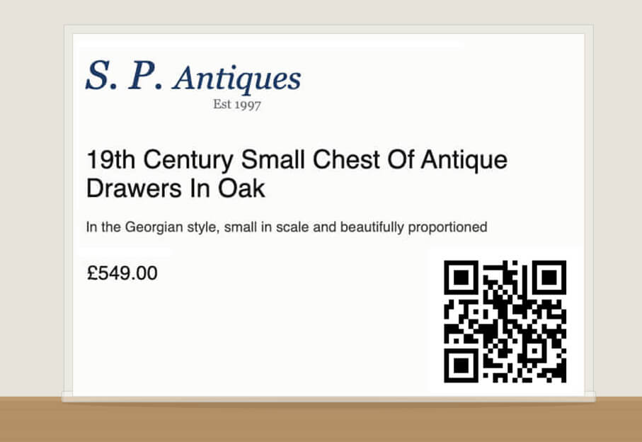 A6 example of price card with QR code