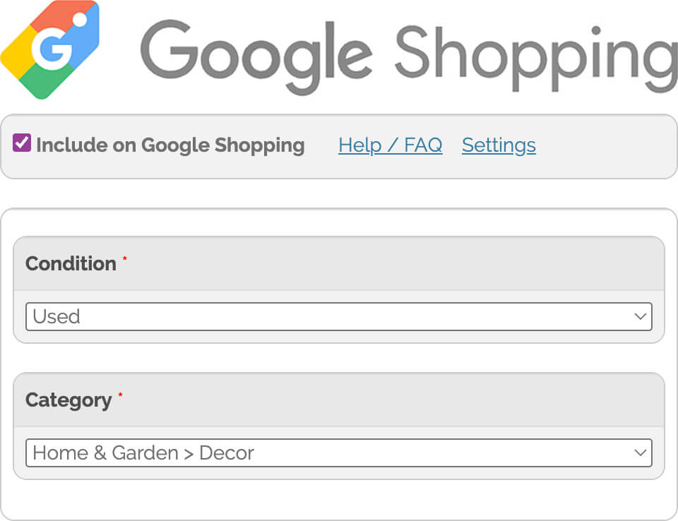 Google Shopping website manager example
