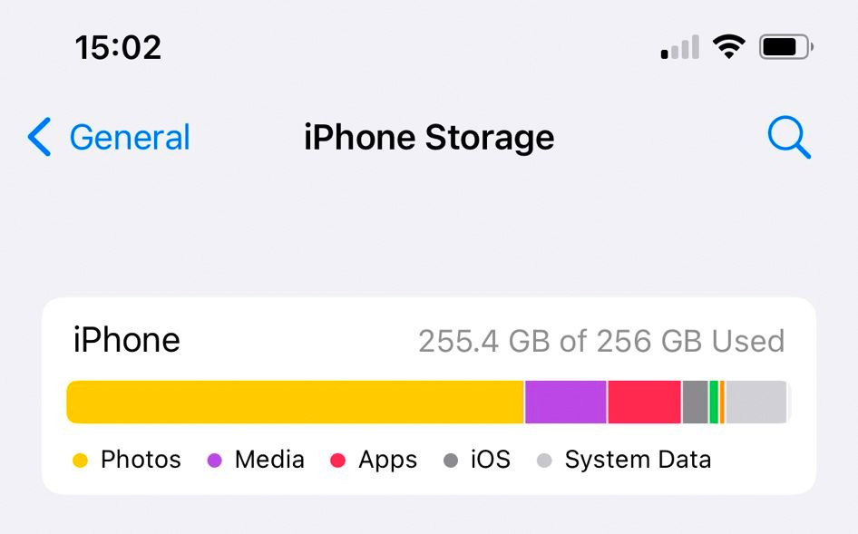 iPhone storage almost full