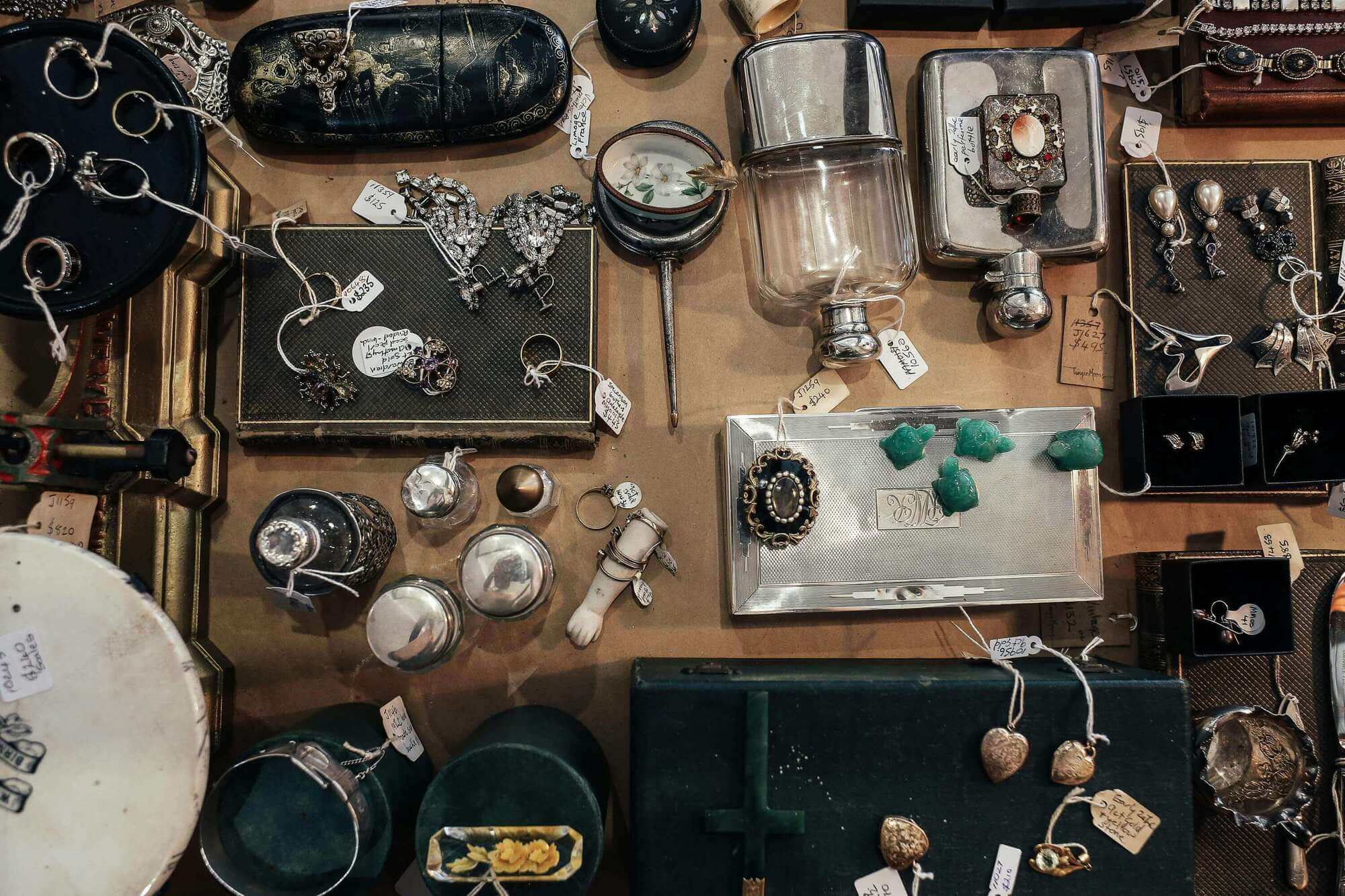 Items at a antiques fair